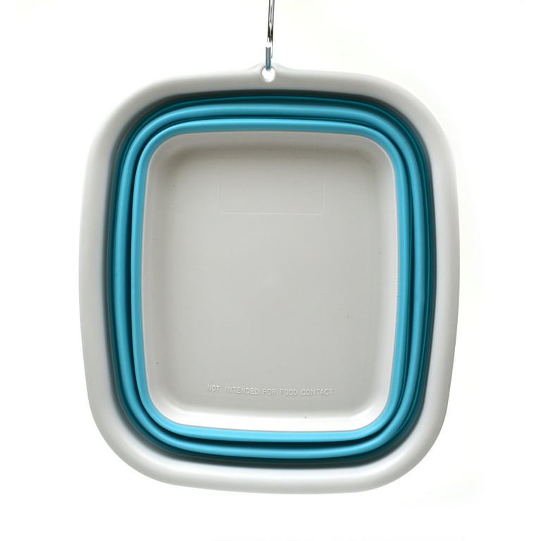 SAMMART 9.45L Collapsible Tub - Foldable Dish Tub - Portable Washing Basin - Space Saving Plastic Washtub (Bright Blue)