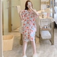 thumbnail image 2 of Camisón de verano de manga corta, pijama de seda de algodón para mujer, ropa de casa, vestido de seda de algodón suelto, suave y fresco, de talla grande, 2 of 6
