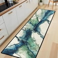 thumbnail image 5 of Teal Blue Green Marble Vein Hallway Runner Rug, 60x18 Inches Modern Abstract Watercolor Long Floor Mat, Non-Slip Washable Luxury Art Rug for Entryway Kitchen, 5 of 9