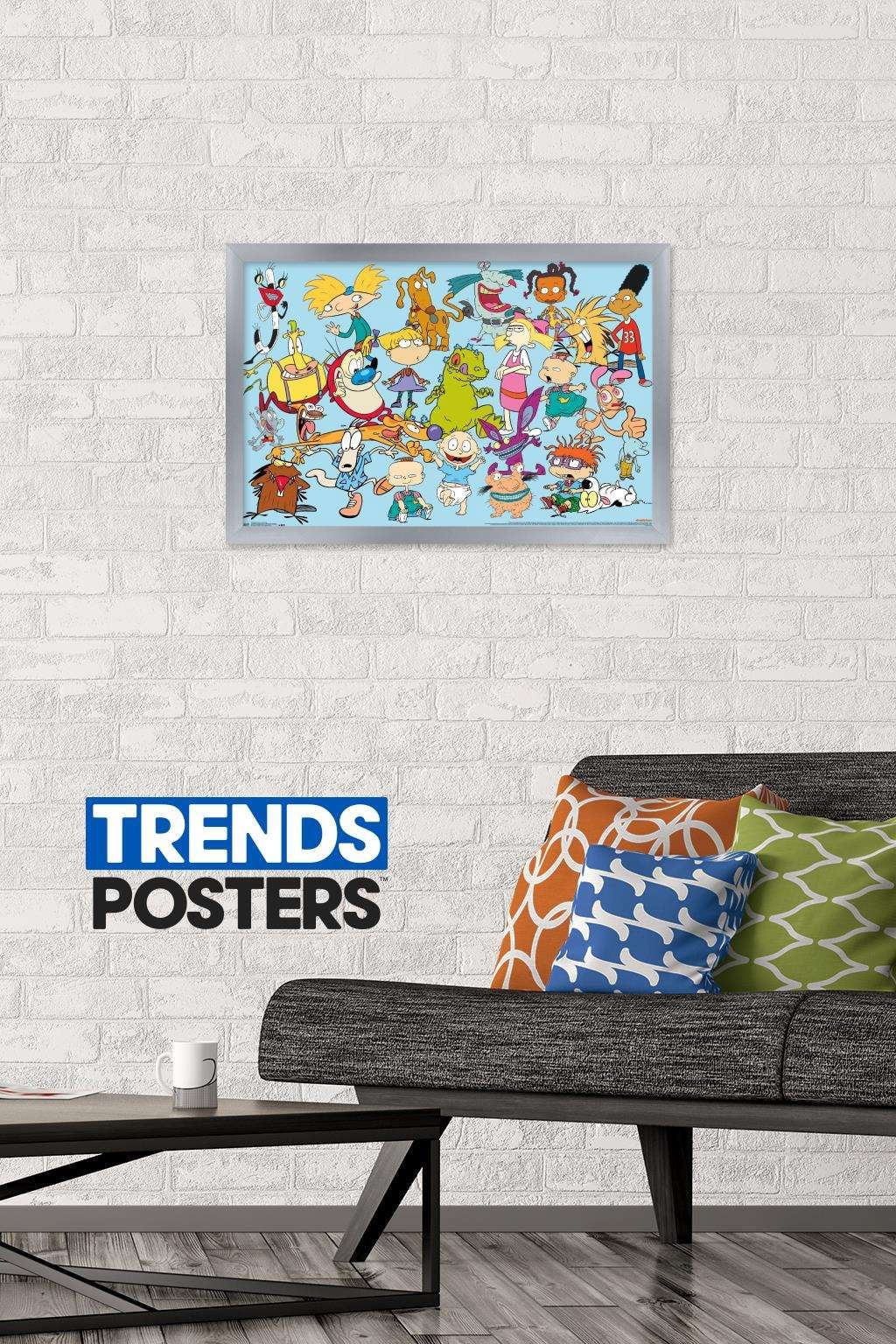 Nickelodeon Characters Wall Poster, 14.725" x 22.375", Framed