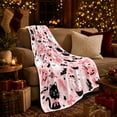 thumbnail image 3 of Cute Pink Pumpkin Black Cat decorative motif autumn celebration Pattern, Warm Flannel Blanket for Kitchen and Dining Room, Playful Pet Portrait Pattern, Cat Lovers autumn celebration Gift, 3 of 9