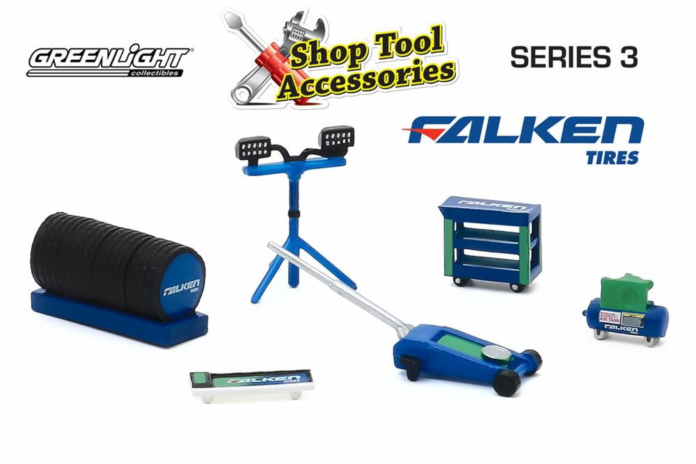 Falchi TIRES negozio Tool Accessories Officina Set 6 PC 1:64 Greenlight 