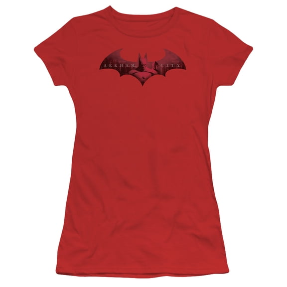 Batman Arkham City In The City S/S Junior Women's T-Shirt Sheer Red