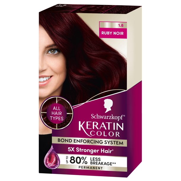 Tinte para el cabello Schwarzkopf Keratin Color Permanent 1.8 Ruby Noir