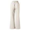 thumbnail image 4 of TRUBKH Womens Linen Pants Palazzo Pants Pull On Pants Palazzo Pants Comfort Resort Wear Fashion Drawstring Lightweight Beach Pants for Women Cruise Pants Gaucho Pant Baggy Linen Pants Beige L, 4 of 7