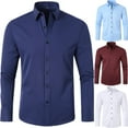 thumbnail image 2 of Men's Elastic Wrinkle Resistant Solid Color Minimalist Business Shirt, 2 of 20