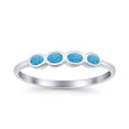 thumbnail image 4 of Four Stone Petite Dainty Lab-Created Blue Opal Ring Band 925 Sterling Silver Size 8, 4 of 5