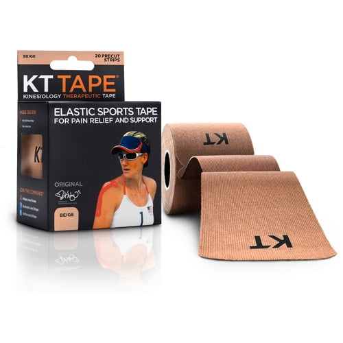 KT Tape Original Cotton Kinesiology Tape 1 Roll of 20 Precut Strips Beige 