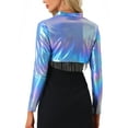 thumbnail image 3 of INSPIRE CHIC Cropped Bolero for Women's Holographic Party Shimmering Shiny Lightweight Metallic Cardigan, 3 of 6