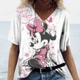 thumbnail image 3 of Nuevas camisetas vintage con estampado de Mickey Mouse de Disney para mujer, camisetas con cuello en V, ropa de calle informal, camisetas de manga corta de verano, 3 of 5