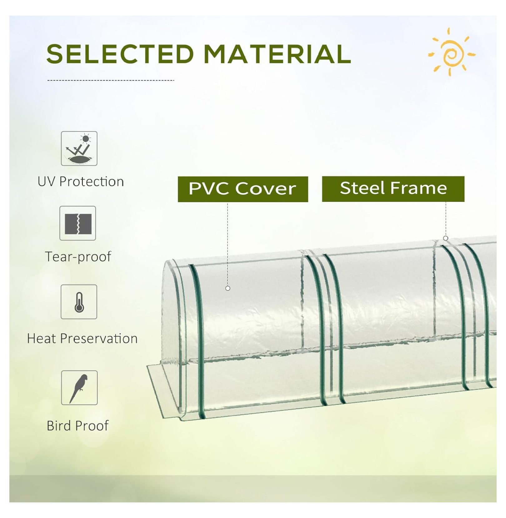 SONGMY 10' x 3' x 2.5' Mini Greenhouse, Portable Tunnel Green House with Roll-Up Zippered Doors, UV Waterproof Cover, Steel Frame, Clear