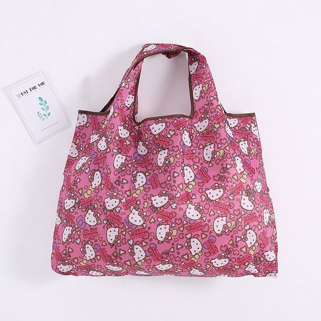 Sanrioed Kuromi-Bolso de mano de Hello Kitty para mujer, bolsa de compras de Anime Kawaii, bolsa de mano ecológica de dibujos animados, organizador plegable para niñas