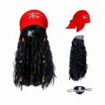 thumbnail image 1 of wonima44 Halloween Pirate Costume Wigs Set Women Adult Captain Cosplay Costume Hair Accessories Long Black Curly Wigs with Headscarf Blindfold Dress Up Party, 1 of 1
