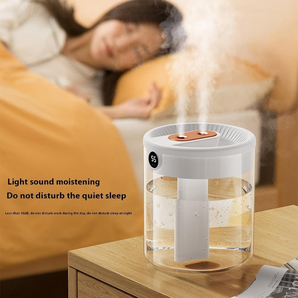 2l Double Nozzle Air Humidifier, Desktop Double Nozzle Cool Mist Humidifier With Night Light, Silent Humidifiers Usb Personal Desktop Humidifiers, for Baby Bedroom Travel Office Home