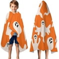 thumbnail image 3 of Orange Halloween Ghosts Hooded Bath Towel，50"x30" for Ages 3 To 12 Kids, Quick Dry Lightweight Soft Microfiber Hood Beach Towel Cover Up for Kids, 3 of 7