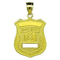 Unisex Adult 10k Yellow Gold Textured Police Badge Charm 1.6g Occupation Pendant