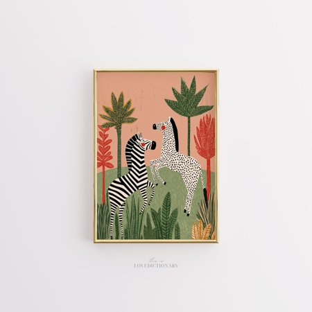 369 Prints zebra Wall Art, Jungle Safari Print, Boho Nursery Animal Poster, Tropical Kids Room Decor, Black And White Wildlife Art, Baby, Poster Only