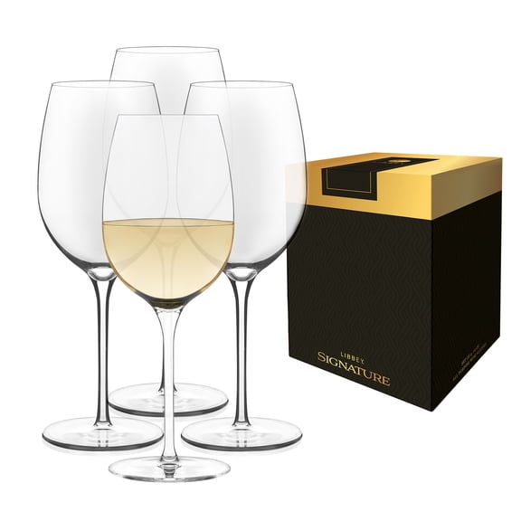 Libbey Signature Kentfield All Purpose Long Stem Wine Glasses Set of 4, White and Red Wine Glasses, Curvature Wine Glass Gift Set for All Occasions