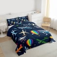 thumbnail image 3 of Castle Fairy Preppy Children Kawaii Plane Full Size Comforter Sets 3-Piece,Cartoon Aircraft Bedding Comforter Set,Starry Sky Lightweight Bedding Sets,Lightweight Room Decor,Reversible, 3 of 8