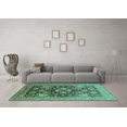 thumbnail image 3 of Ahgly Company Machine Washable Indoor Rectangle Oriental Turquoise Blue Traditional Area Rugs, 2' x 4', 3 of 4