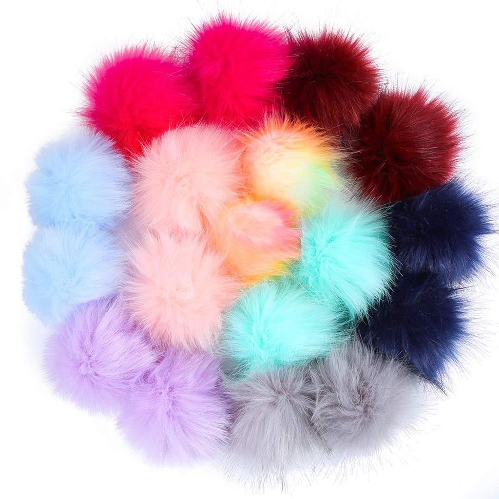 Scarves Artificial Fox Plush Ball Pompom Snap,12Pcs 4Inch/10Cm Fluffy Faux Fox Fur Pom Pom Ball for Knitting Crafting Accessories for Hat Shoes Bag Charms Blue