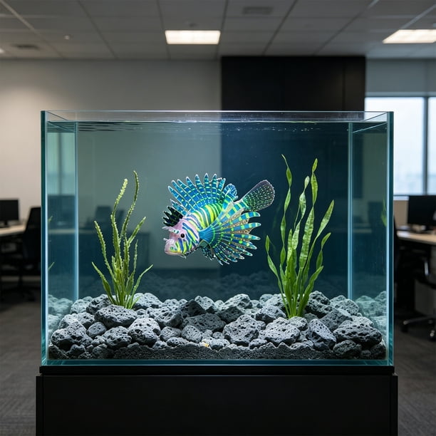 Decoración de acuario Adorno artificial para peces león ventosa montaje Glow In Dark Luminoso fluorescente de silicona decoración para acuarios Aquascape