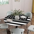 thumbnail image 5 of Thin Grey White Line Round Tablecloth for 45-54 Inch Tables, Fitted Table Cover with Elastic Edge, American Flag Star Waterproof Outdoor Table Cloth Protector for Patio Garden Dinner Picnic, 5 of 9