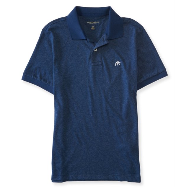 Aeropostale A87 Heathered Rugby Polo para hombre, azul, pequeño Aeropostale polo, rugbi