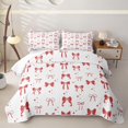 thumbnail image 2 of Erosebridal Classic Red Bow Bed Spread Queen,Ribbon Stars Queen Coverlet Set For Girls,3pcs, 2 of 7