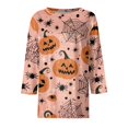 thumbnail image 4 of Garbnen Halloween Womens&nbsp;shirts Funny Ghost Pumpkin Full Moon Graphic Shirts for Women 3/4 Sleeve Crew Neck Holiday Dressy Women's Fall Clothes Yellow XL, 4 of 5