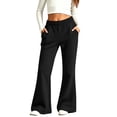 thumbnail image 2 of yillto Girls Fleece Sweatpants Elastic Waist Loose Wide Leg Pants Kids Fall Winter Casual Pant with Pockets, 2 of 7
