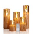 thumbnail image 1 of Velas sin llama Eywamage Gold Glass con mando a distancia, paquete de 5, 1 of 9