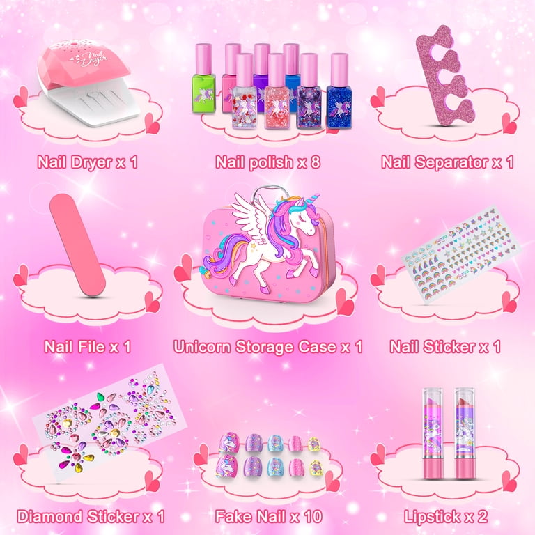 Kids Makeup Kit for Girl,2 In 1 Makeup Toys for Kids with Unicorn