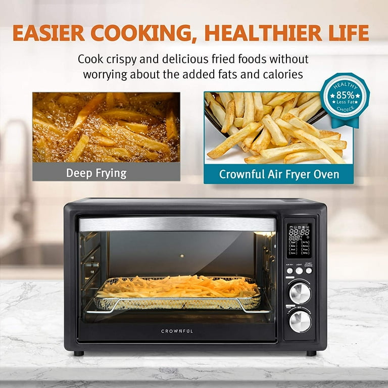 Cosmo 32 qt. Compact Electric Air Fryer Toaster Oven with Air Fry Basket,  Rotisserie Fork, 1800W in Stainless Steel COS-317AFOSS - The Home Depot