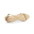 thumbnail image 4 of BLISSFUL STEP Women's T Strap Open Toe Stiletto Heel Sandals Beige 6, 4 of 7