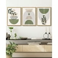 thumbnail image 3 of SHENIFY Green Botanical Boho Wall Art Modern Sage Bohemian Wall Decor Abstract Geometry Lines Prints Ready to Hang 11x14in3pcs Natural Framed, 3 of 5