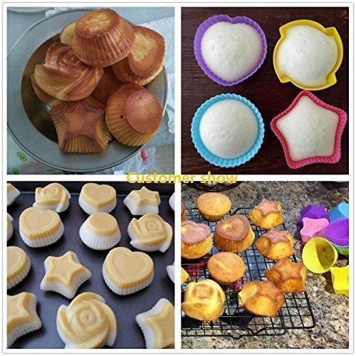 Ipow Silicone Cupcake Baking Muffin Cups Liners Molds Sets,24pack