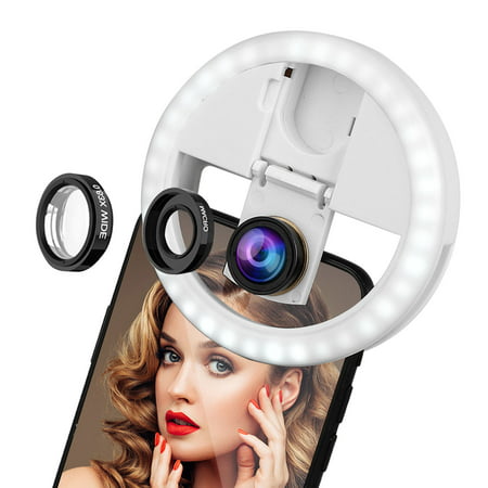 EEEKit Adjustable 36 LED Selfie Ring Fill Light Lamp Photo Shoot Flash Fill Light With Detachable Lens Kit for iPhone iPad Android Camera Photography Video Make
