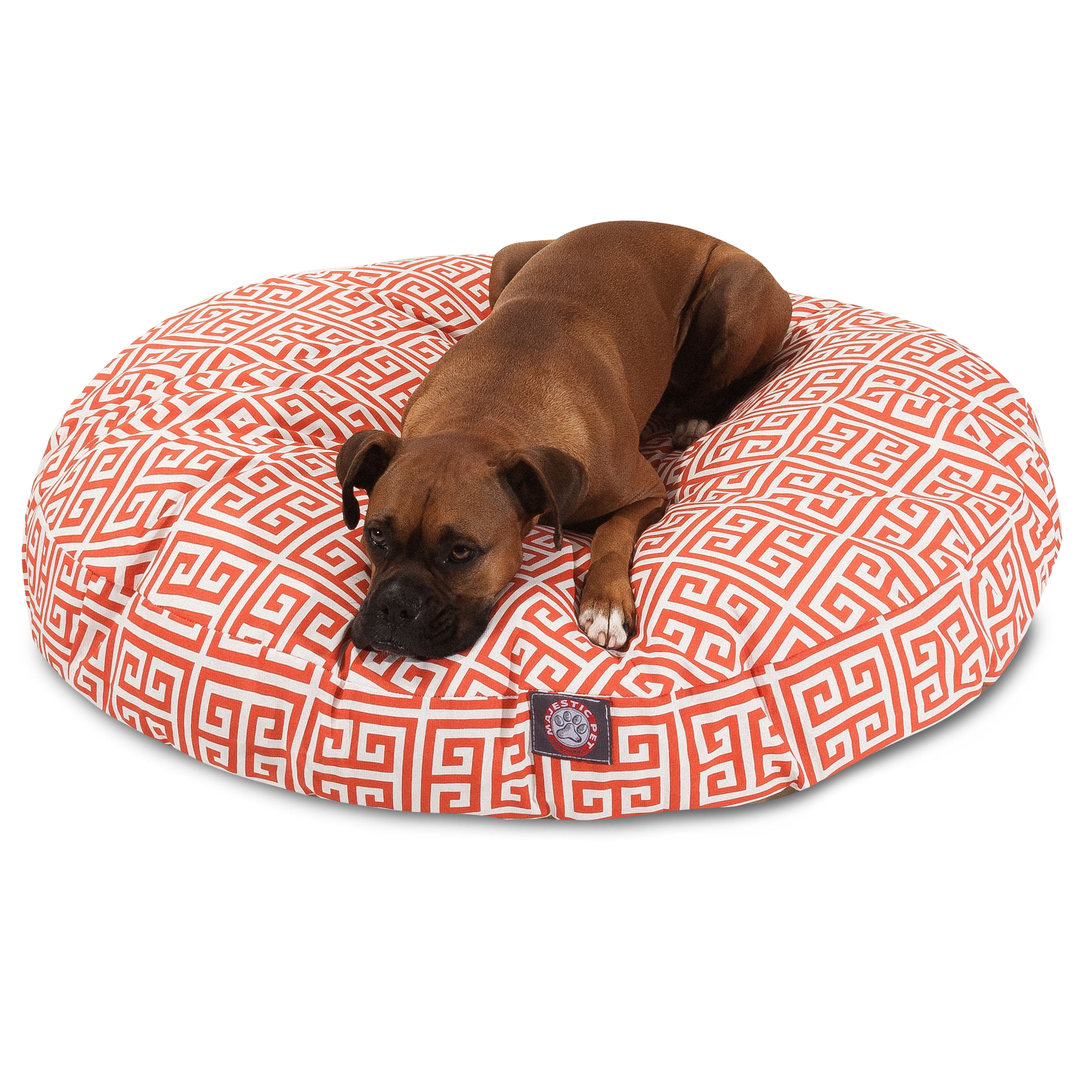 Majestic Pet Towers Round Dog Bed Treated Polyester Removable Cover Orange Large 42 x 42 x 5