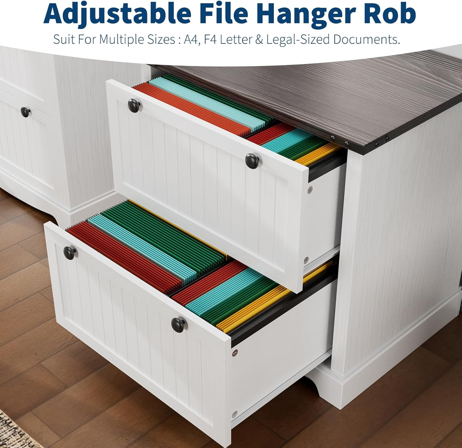 Farmhouse File Cabinet with 2 Drawers - 30" Rustic Wood Lateral Filing Cabinet for A4/Letter/Legal Files, Home Office Storage with Hanging Folders & Printer Shelf