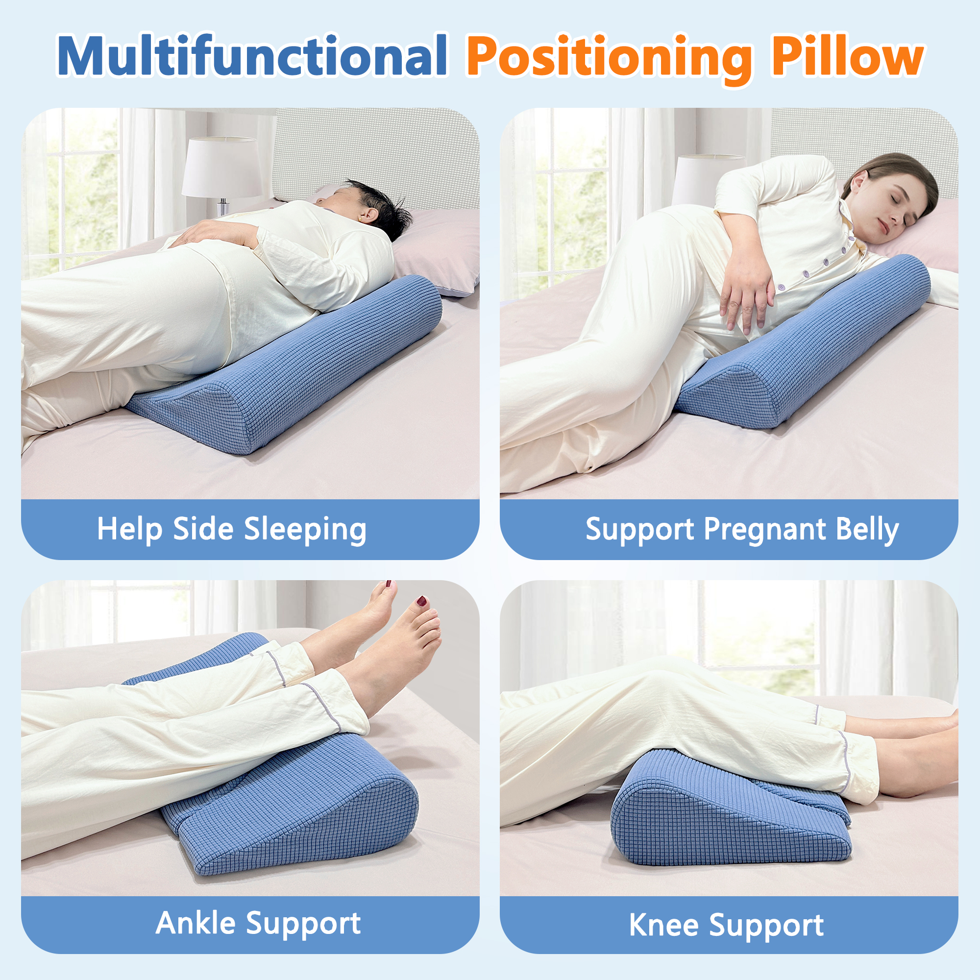 Bed Sore Prevention & Positioning Wedge Pillow - Medical Foam Cushion for Side Sleeping & Pressure Relief, Back Pain Support for Bedridden Patients & Elderly Care