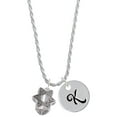 thumbnail image 1 of Delight Jewelry Silvertone Star of David Spinner Silvertone Script Initial Disc - K - Charm Necklace, 20"+3", 1 of 4