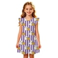 thumbnail image 5 of Ruiwill Girls Dress Halloween Pumpkin Ghost Print Cap Sleeve Crew Neck Nightgown Dress Winter Girls Outfit Size 9-10 Years Purple, 5 of 5