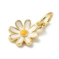 thumbnail image 2 of Brass Enamel Charms with Jump Ring Long-Lasting Plated Lead Free & Cadmium Free Flower Charms Real 18K Gold Plated White 10x7.5x2mm Hole: 3mm, 2 of 3
