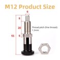thumbnail image 3 of 2PCS Stainless Steel Plunger Pin Tool Chest Toolbox Locking Plunger Hand Retractable Spring Plunger Self Locking Indexing Plunger Spring Loaded Plunger Knob Quick Release Pull Ring Pin Fine Teeth M12, 3 of 5
