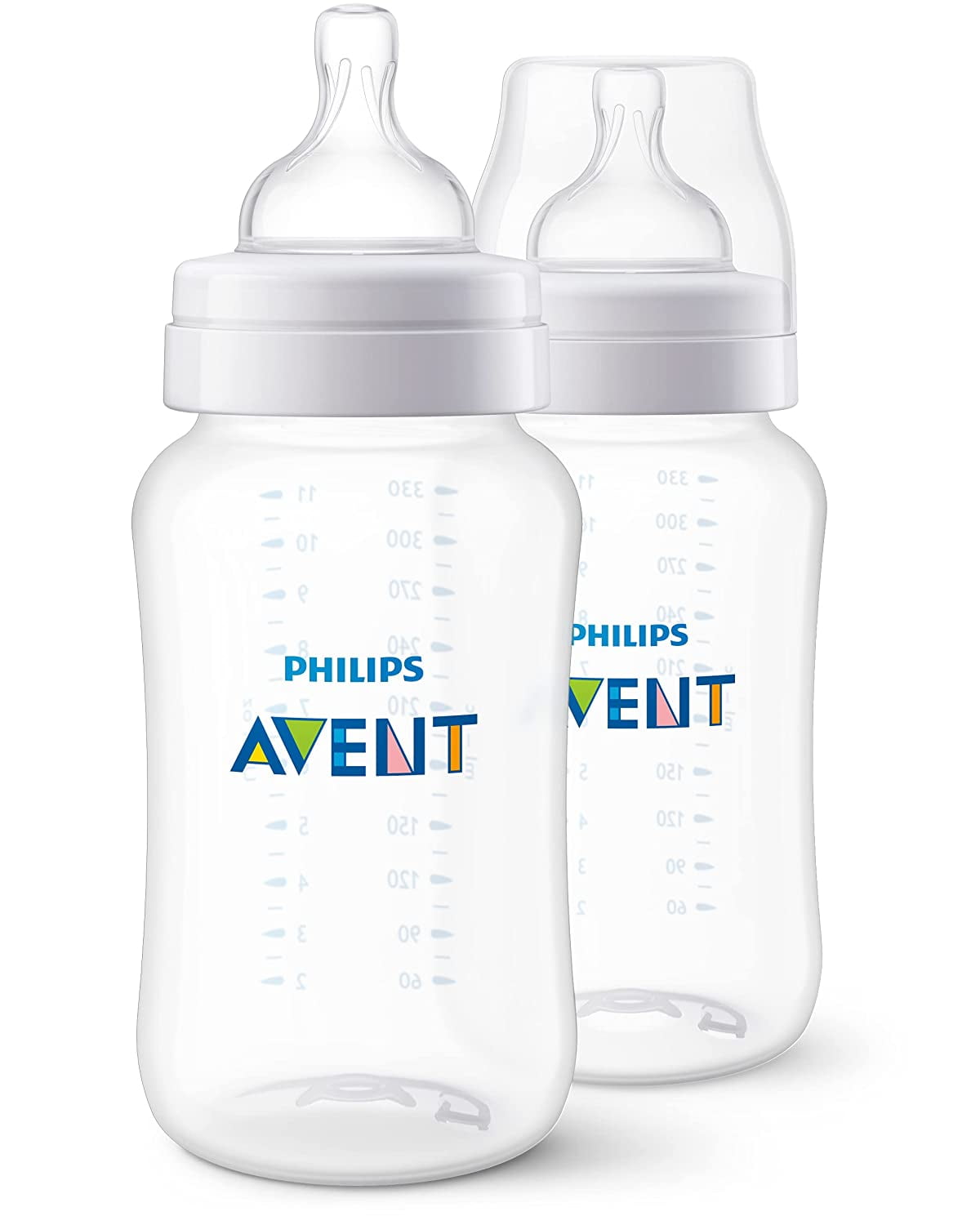 2pk SCY106/02 11oz Clear Philips AVENT Anti-Colic Baby Bottles 