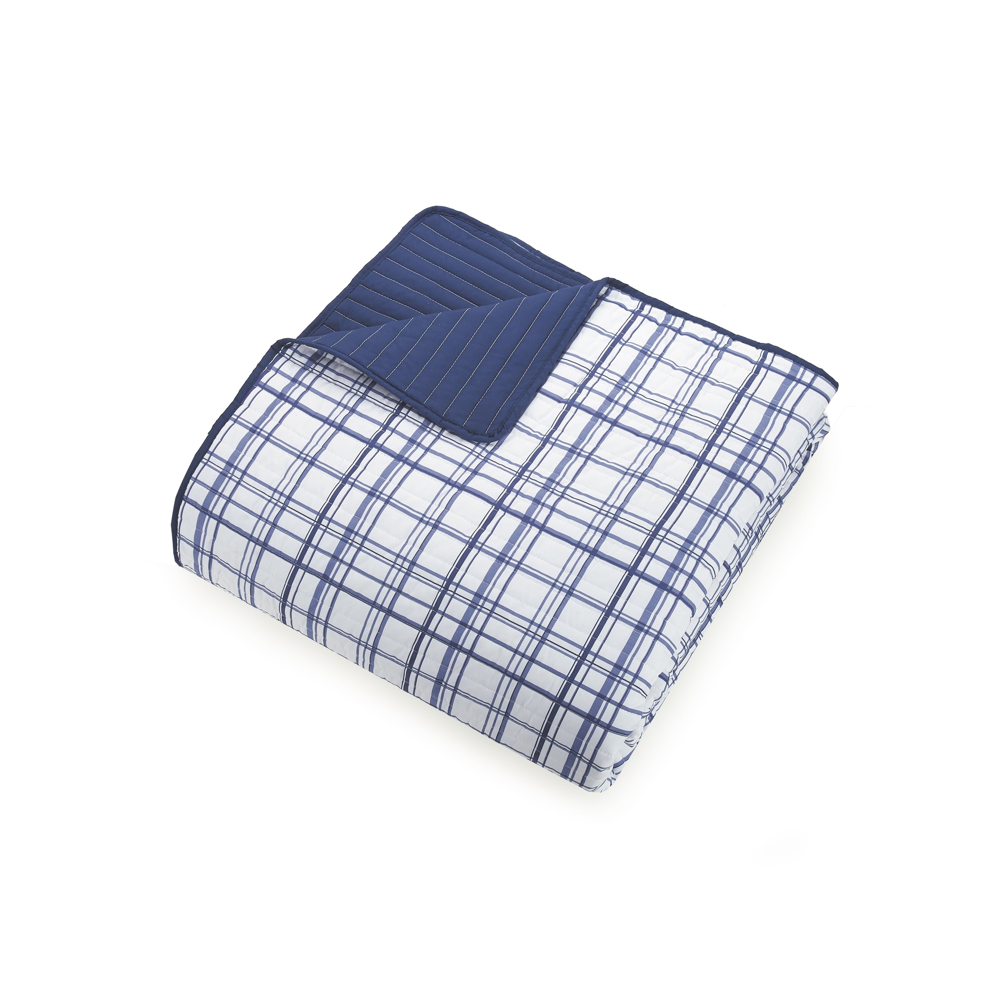 Urban Playground Kids and Teens Marquis Navy Plaid 2-Piece Quilt Set, Twin