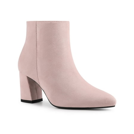 

Allegra K Side Zip Chunky Heels Pointy Toe Boots for Women