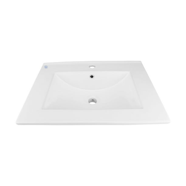 Luke Dropin SelfRimming Rectangular Bathroom Sink in White w/Overflow