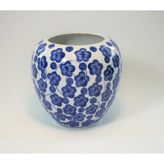 7.5" Vintage Blue and White Floral Flower Vase